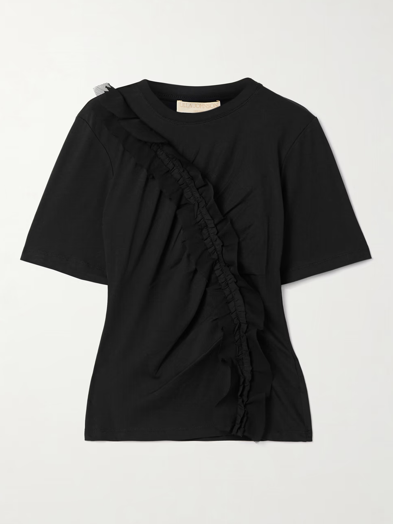 Vivi Ruffle Top in Noir