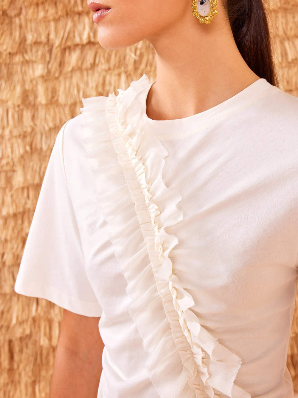 Vivi Ruffle Top in Cowrie