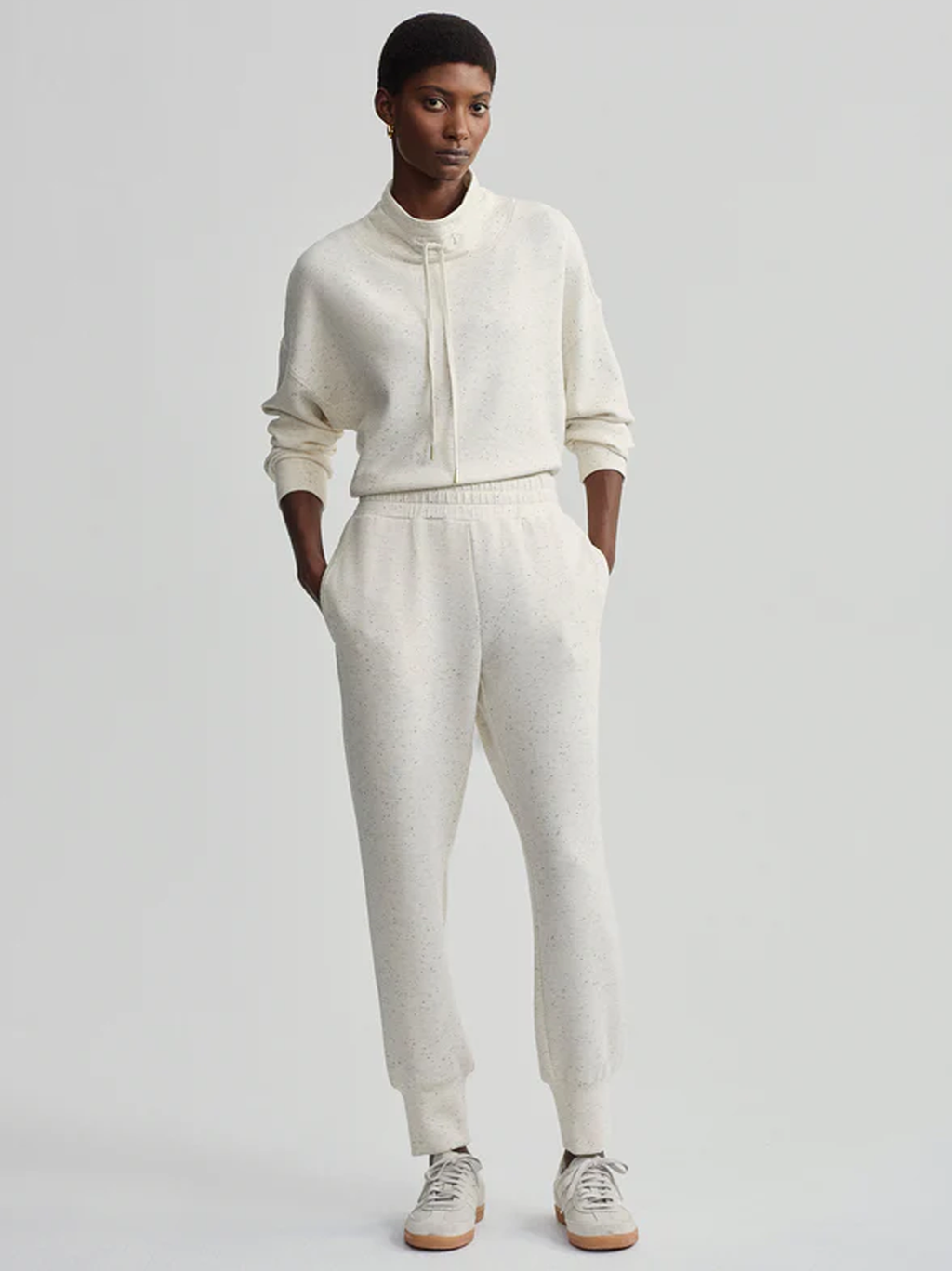 The Slim Cuff Pant 25" Ivory Marl Fleck