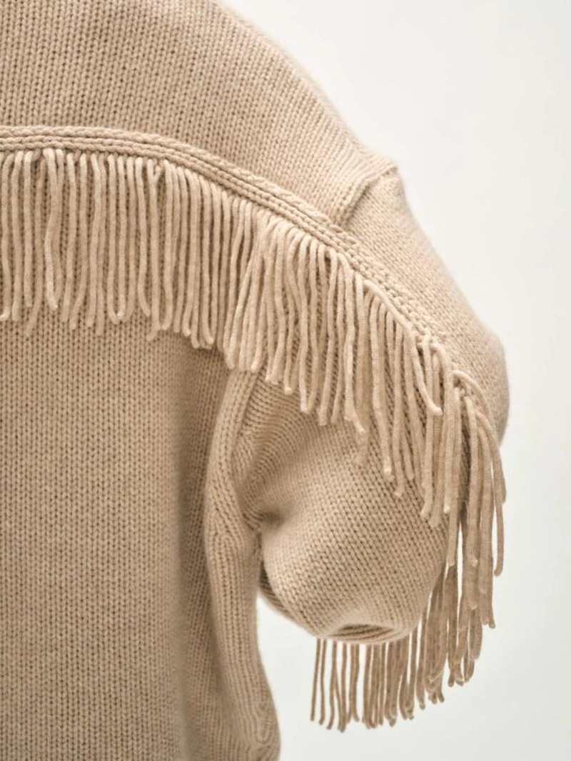 Cashmere Blend Luxe Fringe Cardigan