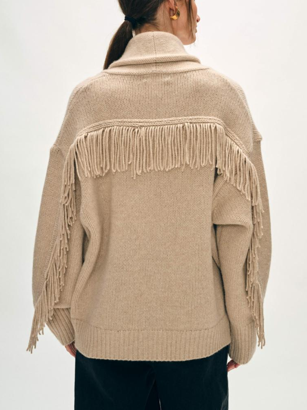 Cashmere Blend Luxe Fringe Cardigan