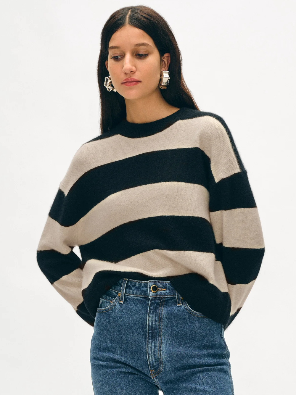 Cashmere Striped Crewneck