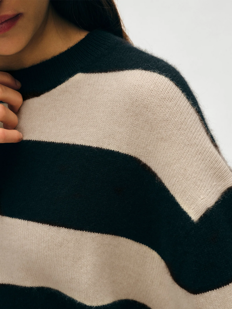 Cashmere Striped Crewneck