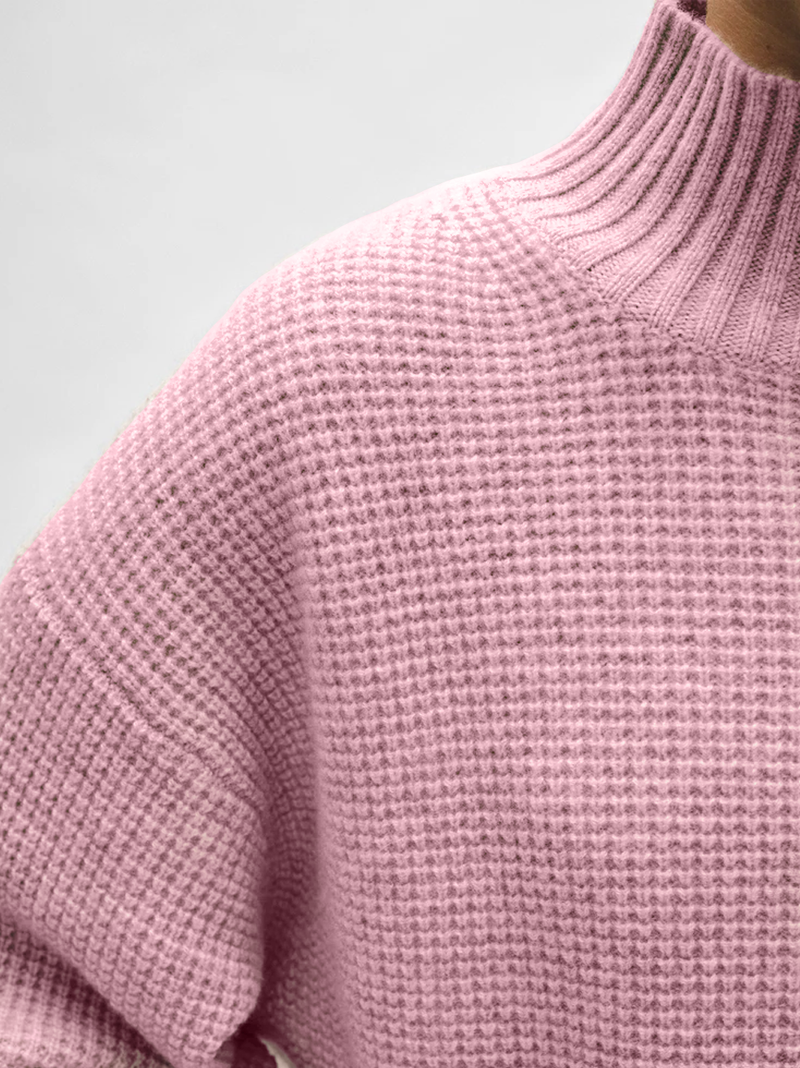 Cashmere Waffle Standneck Sweater