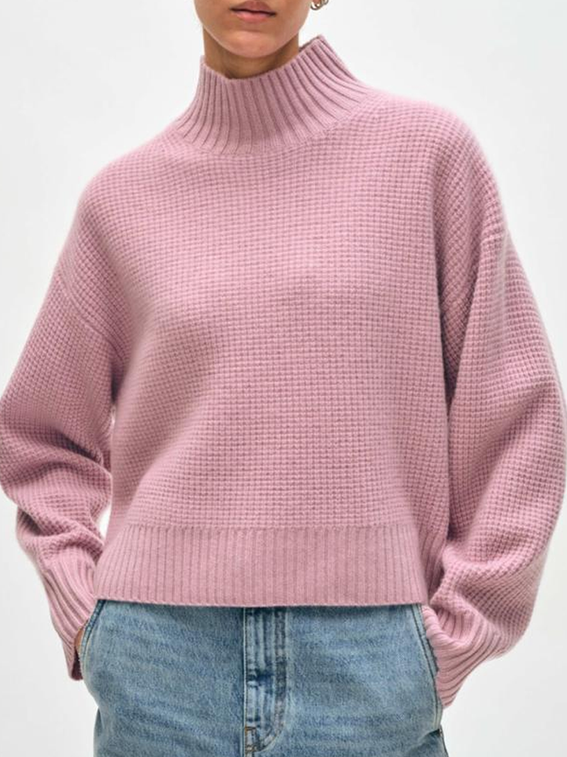 Cashmere Waffle Standneck Sweater