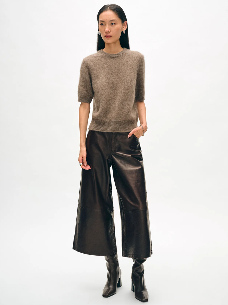 Brushed Cashmere Tee in Taupe