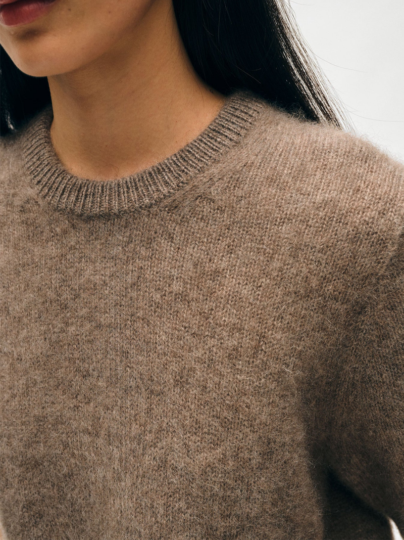 Brushed Cashmere Tee in Taupe