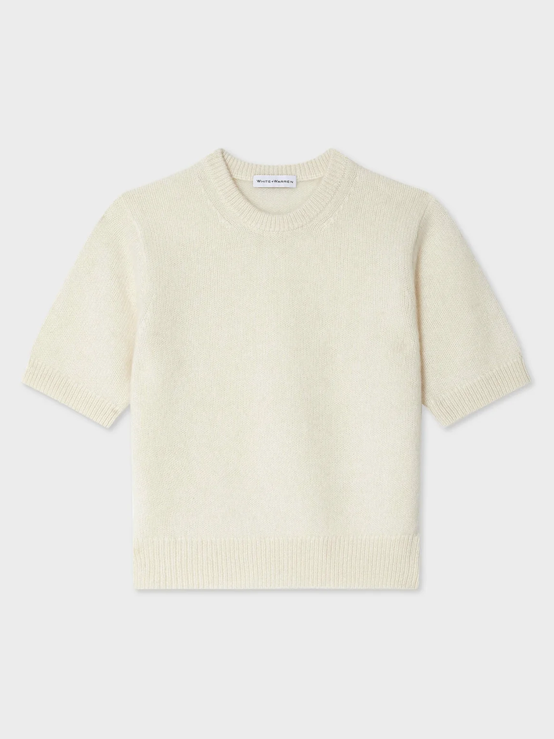 Brushed Cashmere Tee in Ivory