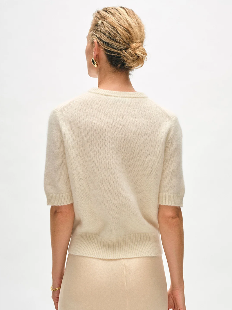 Brushed Cashmere Tee in Ivory