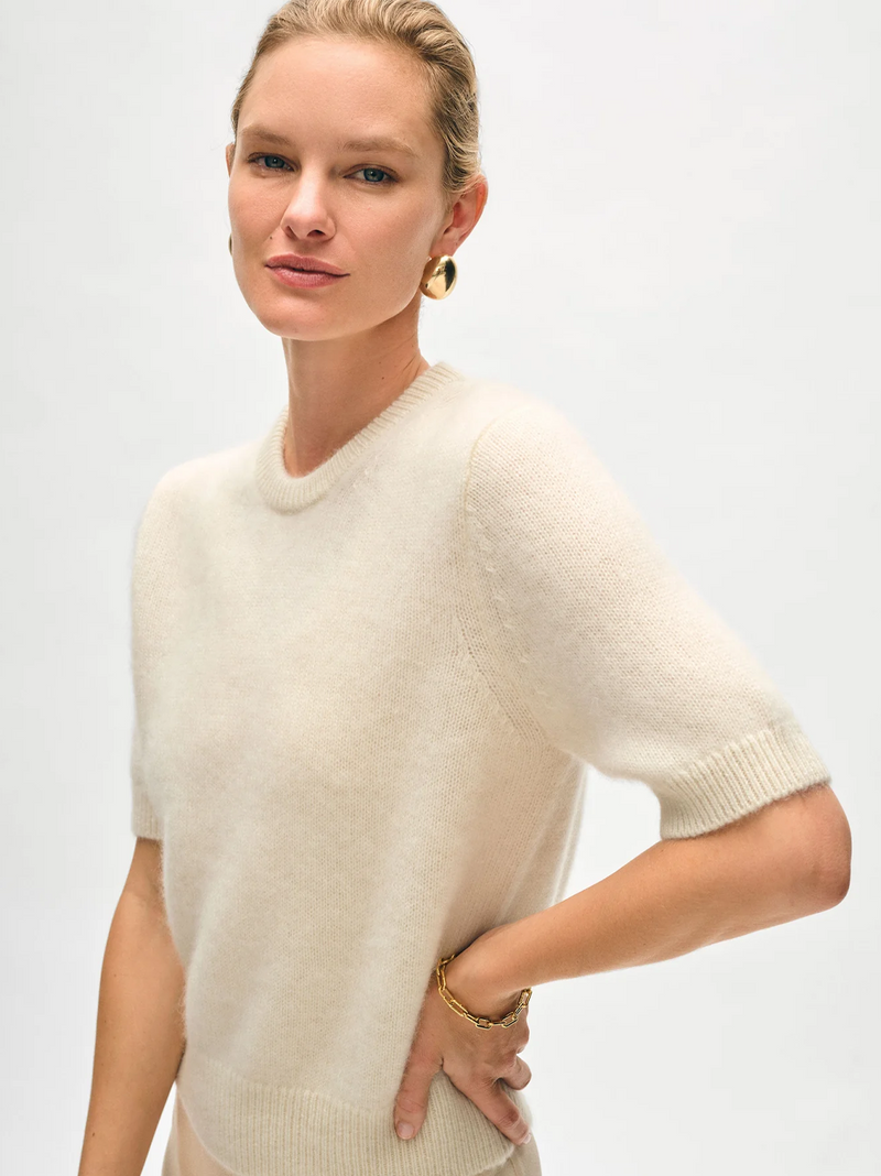 Brushed Cashmere Tee in Ivory